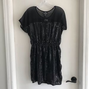 NWT Angie Black Sequin and Mesh Dress in Size L